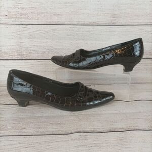 Ron Hommerson Womens Kitten Heels Size 8N Black Alligator Leather